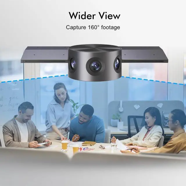 Alt view image 2 of 7 - 180° Video Camera, Immersive Video Conference Experience, both Overall and Speakers Close-up view, 1080P Webcam for Huddle Room and Homebased Office, Plug and Play with Micro SD Card Slot