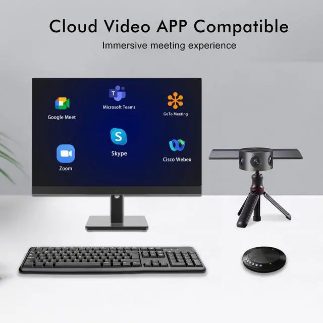 Alt view image 5 of 7 - 180° Video Camera, Immersive Video Conference Experience, both Overall and Speakers Close-up view, 1080P Webcam for Huddle Room and Homebased Office, Plug and Play with Micro SD Card Slot