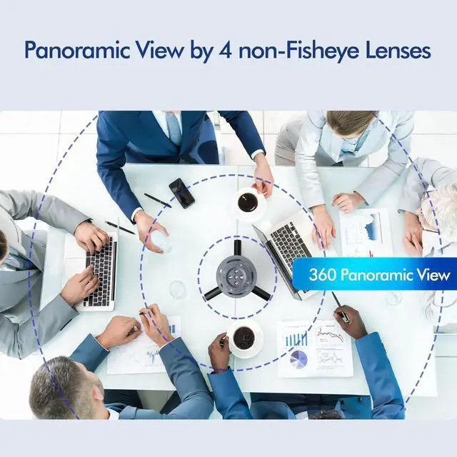 Alt view image 4 of 7 - 360 Video Conference Camera, Immersive Experience, Overall and Speakers' Close-up View, 1080P Webcam for Small/Mid-size Room, Micro SD Card Slot Equipped