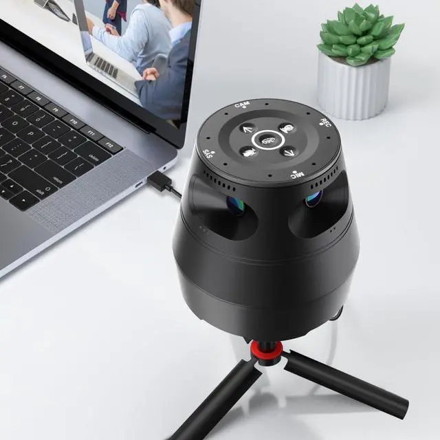 Alt view image 6 of 7 - 360 Video Conference Camera, Immersive Experience, Overall and Speakers' Close-up View, 1080P Webcam for Small/Mid-size Room, Micro SD Card Slot Equipped