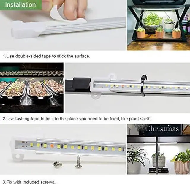 Alt view image 6 of 7 - Grow Light, 360 LEDs Full Spectrum Plant Light for Indoor Plants, 6 Bars/16 in Grow Light Strip with Auto Timer 6/12/16 Hrs, 3 Switch Modes, 5 Dimmable Levels for Green House Hydroponics