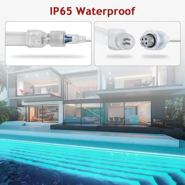 Alt view image 3 of 7 - Led Strip Lights 50ft / 15m Daylight White 6000K Waterproof IP65 Flexible LED Light Strip AC 110-120V Led Lights for Bedroom, Indoor & Outdoor, Power Adapter Included