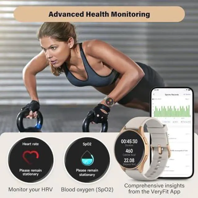 Main image of Smart Watch for Women Men, Built-in Alexa, GPS, HRV, VO2 Max, Blood Oxygen, Sleep & Stress Monitor, Compass, Altimeter, 1.32" AMOLED, Fitness & Womens Health, iPhone Compatible