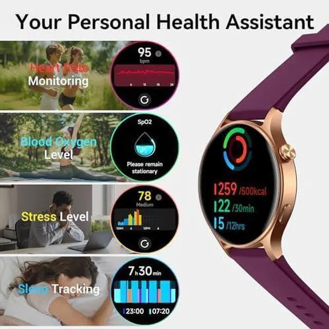 Alt view image 3 of 6 - Smart Watch for Men Women,1.3" AMOLED Touchscreen Fitness Tracker, Make/Answer Calls, Heart Rate SpO2 Monitor, IP68 Waterproof, Sleep & Activity Tracking Smartwatch for Android Phones iPhone