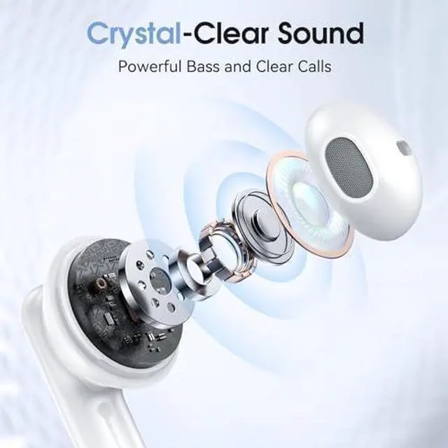 Alt view image 4 of 6 - Wireless Earbuds Bluetooth Headphones 5.3 Stereo 50 Hour Playback Ear Buds with LED Display and with 4 ENC Noise Cancelling Mic Wireless Earphones, for Phone, Tablet, Laptop, Sports, Black