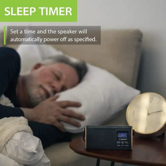 Alt view image 6 of 7 - Avantree Soundbyte T - 4-in-1 FM Radio with Bluetooth Speaker, Wireless Streaming to Bluetooth Earbuds or Home Stereo, MP3 Player via SD Card - Rechargeable Portable Device