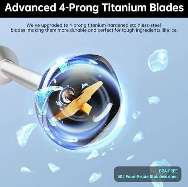 Alt view image 4 of 6 - Immersion Blender 1000 Watts Scratch Resistant Hand Blender,20 Speed and Turbo Mode Hand Mixer, 3-in-1 Heavy Duty Copper Motor Stainless Steel Smart Stick with Egg Beaters and Chopper