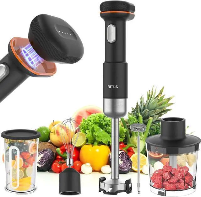 Main image of Cordless Stick Immersion Blender 5-in-1, Ritus 13000RPM Soup Blender Rechargeable Handheld Mixer For Baby Food & Smoothies, Variable Speed, Dishwasher-Safe, Mixing Beaker, Chopper, Whisk Milk Frother