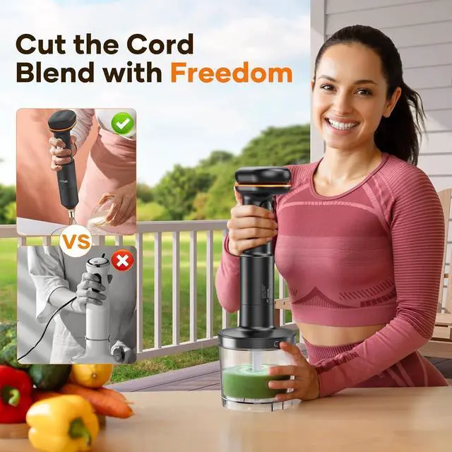 Alt view image 2 of 7 - Cordless Stick Immersion Blender 5-in-1, Ritus 13000RPM Soup Blender Rechargeable Handheld Mixer For Baby Food & Smoothies, Variable Speed, Dishwasher-Safe, Mixing Beaker, Chopper, Whisk Milk Frother