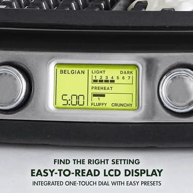 Alt view image 4 of 6 - Elite 4-Square Belgian & Classic Waffle Maker,Healthy Ceramic Nonstick Dishwasher Safe Plates, Adjustable Shade/Crunch Control, Wont Overflow, Easy Cleanup Breakfast, PFAS-Free, White