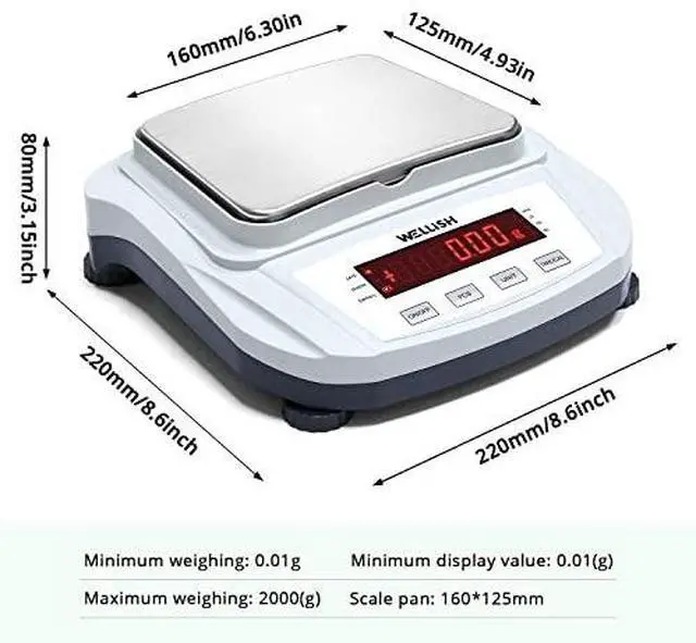 Alt view image 2 of 7 - 2000g/0.01g High Precision Digital Scale Analytical Balance Electronic Scale for Kitchen Lab Weighing