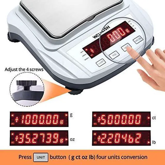 Alt view image 5 of 7 - 2000g/0.01g High Precision Digital Scale Analytical Balance Electronic Scale for Kitchen Lab Weighing
