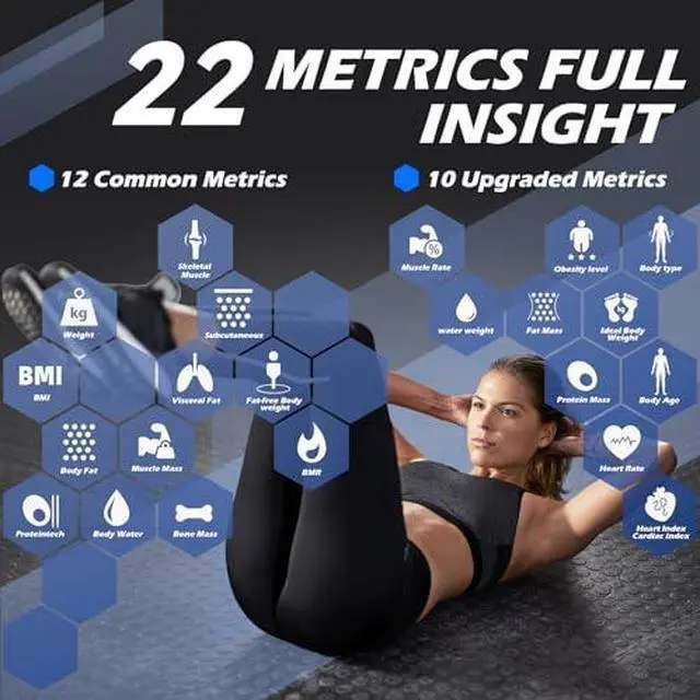 Alt view image 5 of 7 - Body Fat Scale for Body Weight, 4.68 Large Display with Trend Smart Weight Scale with BMI, Body Fat, Muscle Mass, Heart Rate, Upgraded 20 Body Composition Scale with App, Bathroom Scale White