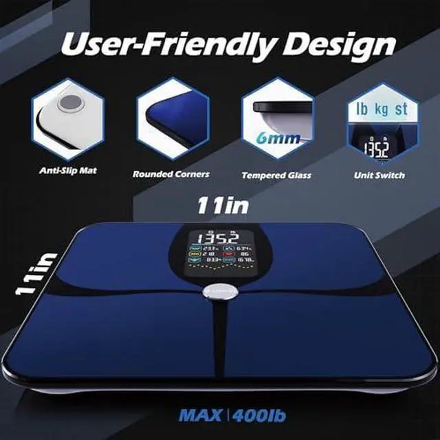 Alt view image 7 of 7 - Body Fat Scale for Body Weight, 4.68 Large Display with Trend Smart Weight Scale with BMI, Body Fat, Muscle Mass, Heart Rate, Upgraded 20 Body Composition Scale with App, Bathroom Scale White