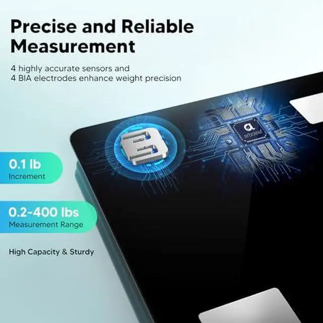Alt view image 5 of 6 - Smart Scale with BMI, Body Fat, Muscle Mass, 14 Composition Metrics, Large LED Display, Digital Bathroom Scale for Weight, Accurate Weighing Machine, App Sync, 500lbs, 11.8"