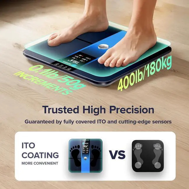 Alt view image 5 of 7 - Smart Scale for Body Weight and Fat Percentage FSA HSA Eligible, 3.5" TFT Color Display High Precision Digital Bathroom Scale BMI Heart Rate 22 Body Composition Analyzer Sync with Fitness App