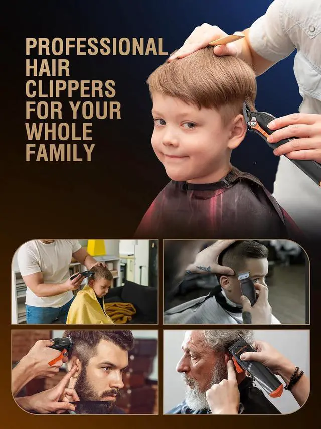 Alt view image 2 of 7 - Professional Hair Clippers for Men, Premium Home Haircut Kit Cordless Hair Cutting Clippers and Trimmers Set, 9000RPM Magnetic Motor, DLC Blades, Perfect for Barber Fades & Family Use