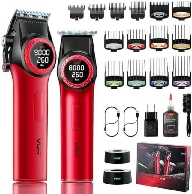 Main image of 001 Professional Hair Clippers for Men, Cordless Barber Clippers for Hair Cutting, Carbon Steel Blade Hair Trimmers for Barbers, 9000RPM, LED Display, Black