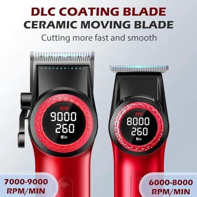 Alt view image 2 of 6 - 001 Professional Hair Clippers for Men, Cordless Barber Clippers for Hair Cutting, Carbon Steel Blade Hair Trimmers for Barbers, 9000RPM, LED Display, Black