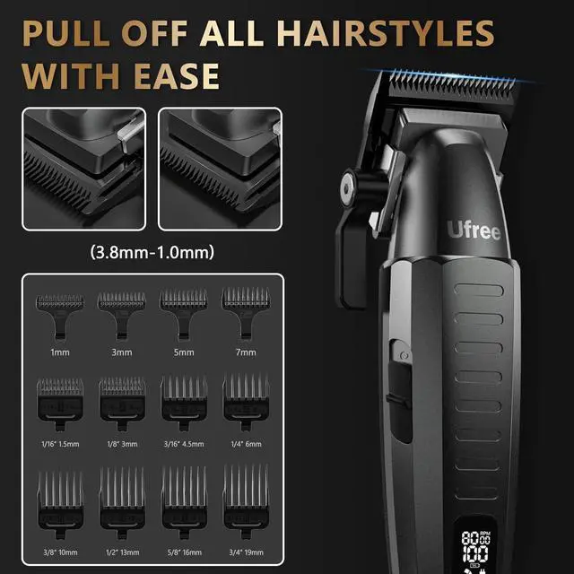 Alt view image 3 of 7 - Professional Hair Clippers for Men, Clippers and Trimmers Set, Barber Clippers, Electric Hair Trimmer with Barber Bag, Gifts for Men