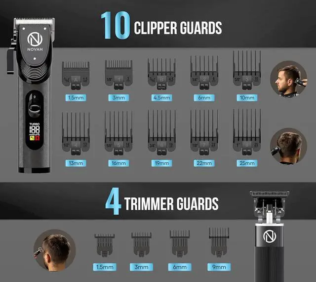 Alt view image 5 of 7 - Professional Hair Clippers for Men, Professional Barber Clippers and Trimmer Set, Mens Cordless Clipper, Fade Haircut Kit, Electric Hair Cut Machines