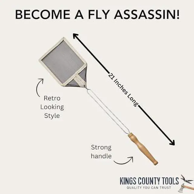 Alt view image 2 of 4 - County Tools Old-Fashioned Fly Swatter | 5-Pack | Wire Frame with Wooden Handle | Strong Mesh | Sewn Edges | Take Out Pesky Pests Effectively Unlike Plastic | Old-World Design