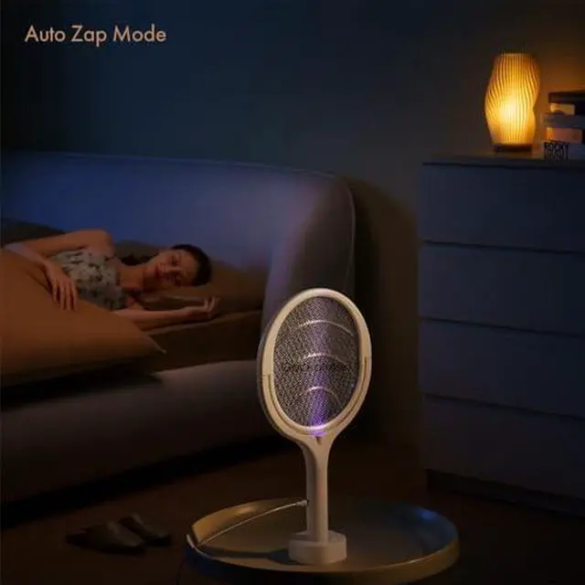 Alt view image 7 of 7 - 2-Pack GeckoMan Rotating Head Electric Fly Swatter Racket Rechargeable Bug Zapper Racket Bug Zapper Indoor Fly Zapper Mosquito Zapper Flies Killer for Indoors, with 2 Telescopic Extensions