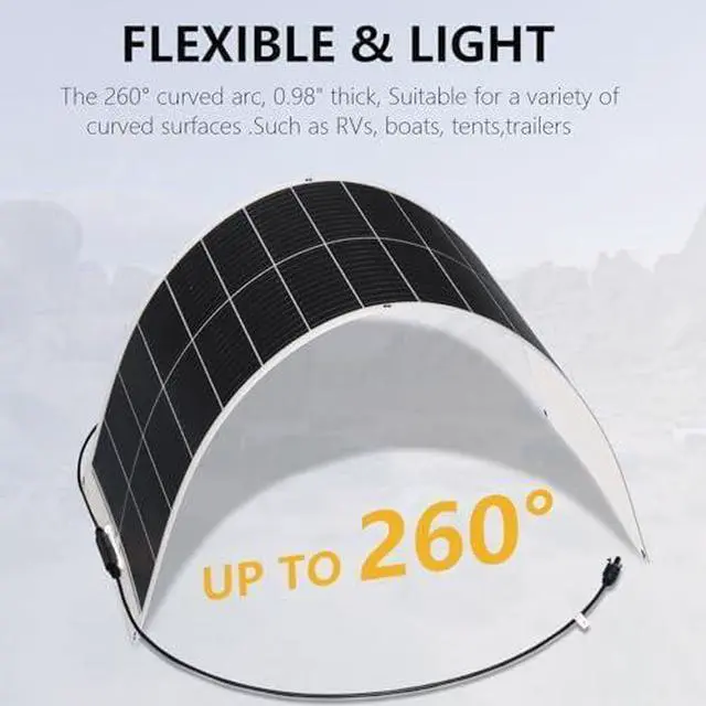 Alt view image 2 of 5 - Solar Panel 200W 12V Flexible System Kit,2X100W Monocrystalline Fiberglass Module 20A Controller Extension Cable for Off Grid Home,RV,Caravan,Boat and Other Battery Charger200W