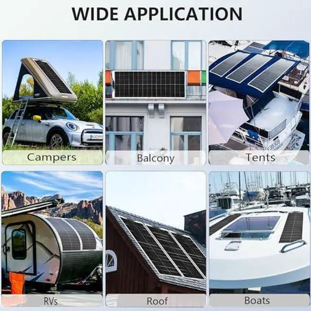 Alt view image 5 of 5 - Solar Panel 200W 12V Flexible System Kit,2X100W Monocrystalline Fiberglass Module 20A Controller Extension Cable for Off Grid Home,RV,Caravan,Boat and Other Battery Charger200W