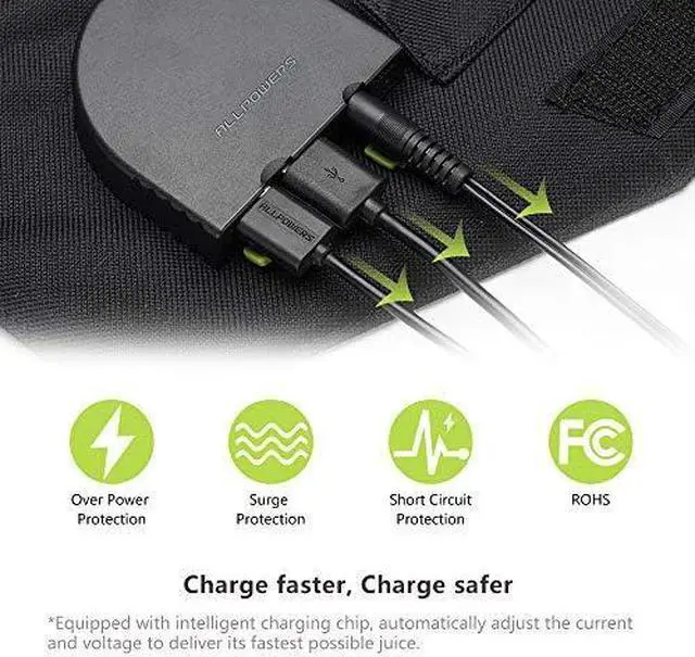 Alt view image 3 of 6 - Solar Charger 100W Solar Panel Foldable Portable with Dual 5v USB18v DC for Laptop, Tablet, Notebook, 12v Car, Boat, RV Battery, Camping, Hiking, Travel
