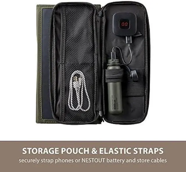 Alt view image 3 of 5 - NESTOUT Portable Solar Panel, Dual USB-A Ports, 28W Power Generation Charger for Phone Camping, Durable Water-Resistant Ripstop Nylon, Foldable Lightweight, Adjustable Stands (4-Panel)