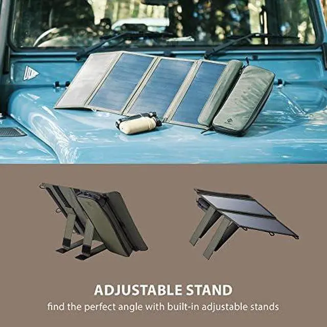 Alt view image 4 of 5 - NESTOUT Portable Solar Panel, Dual USB-A Ports, 28W Power Generation Charger for Phone Camping, Durable Water-Resistant Ripstop Nylon, Foldable Lightweight, Adjustable Stands (4-Panel)