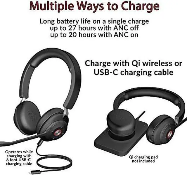 Alt view image 4 of 5 - Essential Bluetooth Headset (HS-2000BT)  Professional Wireless Headset Optimized for UC Platforms, ANC & ENC technology Ensure Quality Audio for Calls & Music, Earcup Controls, Comfortable