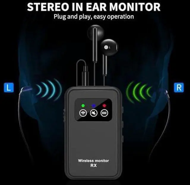 Alt view image 3 of 6 - Wireless in-Ear Monitor System 2.4G Wireless IEM System Stage Monitor with 90° Rotate Transmitter Beltpack Receiver Automatic Pairing, 164ft for Studio, Band, Live Performance