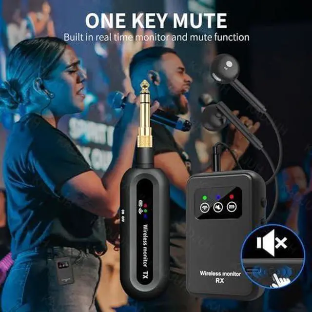 Alt view image 4 of 6 - Wireless in-Ear Monitor System 2.4G Wireless IEM System Stage Monitor with 90° Rotate Transmitter Beltpack Receiver Automatic Pairing, 164ft for Studio, Band, Live Performance