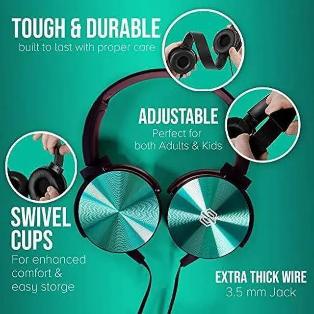 Alt view image 2 of 6 - Classroom Headphone with Microphone (5 Pack) - Kids Wired Earphones with Mic for School Students K-12 & Teachers, Soft Swivel On Ear Pads- Perfect for E-Learning, Meetings, Calls -(Colorful)