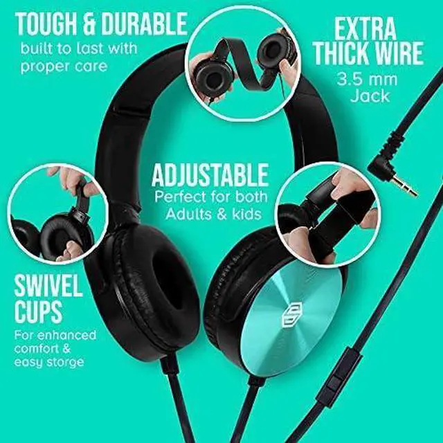 Alt view image 3 of 6 - Classroom Headphone with Microphone (5 Pack) - Kids Wired Earphones with Mic for School Students K-12 & Teachers, Soft Swivel On Ear Pads- Perfect for E-Learning, Meetings, Calls -(Colorful)