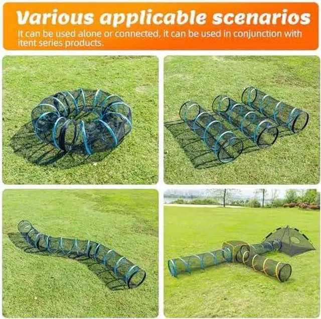 Alt view image 3 of 7 - Cat Play Tunnel-2 Packs for Indoor and Outdoor, Cat Play House, Cat Enclosures Easy to Connect with Two Zipper Doors,Product Size 67'' x 18'',2pcs /Set,Orange and Blue