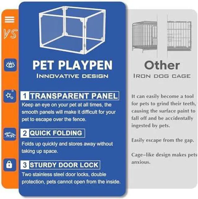 Alt view image 5 of 6 - Dog Playpen Dog Playpen Indoor Puppy Pen Pets Fence Puppies Cage10 Panels for Puppies Dog Play Pens for Dogs Indoor (4)