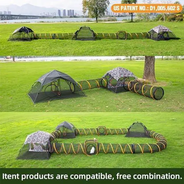 Alt view image 2 of 6 - Large Catio Outdoor Cat Enclosure,2 Tier Cat Tent, Spacious, Sturdy Outdoor Catio,Portable and Foldable Playpen Play Tents for Cats Kitten and Small Animals,Two Doors Design(Patented)