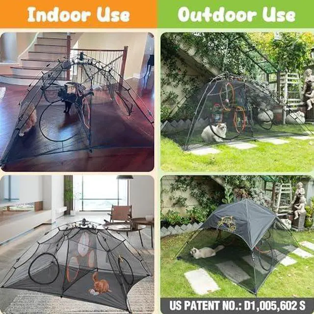 Alt view image 3 of 6 - Large Catio Outdoor Cat Enclosure,2 Tier Cat Tent, Spacious, Sturdy Outdoor Catio,Portable and Foldable Playpen Play Tents for Cats Kitten and Small Animals,Two Doors Design(Patented)