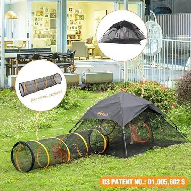 Alt view image 4 of 6 - Large Catio Outdoor Cat Enclosure,2 Tier Cat Tent, Spacious, Sturdy Outdoor Catio,Portable and Foldable Playpen Play Tents for Cats Kitten and Small Animals,Two Doors Design(Patented)