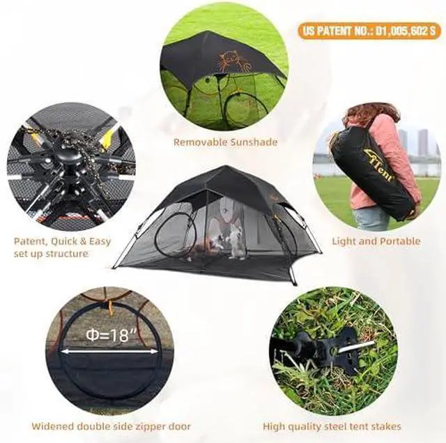 Alt view image 5 of 6 - Large Catio Outdoor Cat Enclosure,2 Tier Cat Tent, Spacious, Sturdy Outdoor Catio,Portable and Foldable Playpen Play Tents for Cats Kitten and Small Animals,Two Doors Design(Patented)