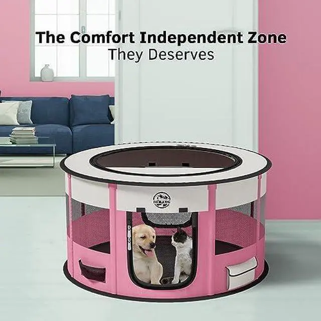 Alt view image 2 of 3 - 44"*44"*24" Large Foldable Pet Play Pens Indoor Outdoor Exercise Pen with Carrying Case Food Bowl for Cat Puppy Rabbit