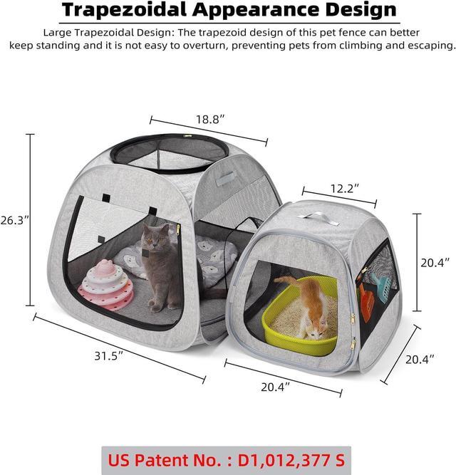 Alt view image 2 of 7 - Portable Cat Playpen, Trapezoidal Design for Better Standing, Foldable Pet Tent for Indoor and Outdoor Use of Kitten and Puppy, Dog Play Enclosure, Cat Houses & Condos