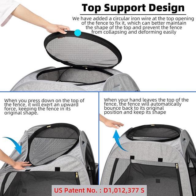 Alt view image 5 of 7 - Portable Cat Playpen, Trapezoidal Design for Better Standing, Foldable Pet Tent for Indoor and Outdoor Use of Kitten and Puppy, Dog Play Enclosure, Cat Houses & Condos