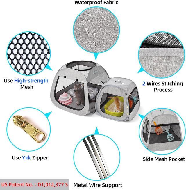 Alt view image 6 of 7 - Portable Cat Playpen, Trapezoidal Design for Better Standing, Foldable Pet Tent for Indoor and Outdoor Use of Kitten and Puppy, Dog Play Enclosure, Cat Houses & Condos