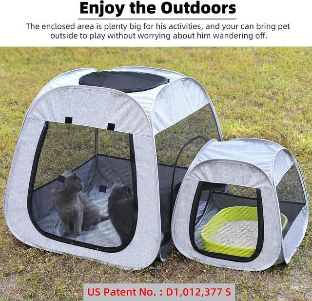Alt view image 7 of 7 - Portable Cat Playpen, Trapezoidal Design for Better Standing, Foldable Pet Tent for Indoor and Outdoor Use of Kitten and Puppy, Dog Play Enclosure, Cat Houses & Condos