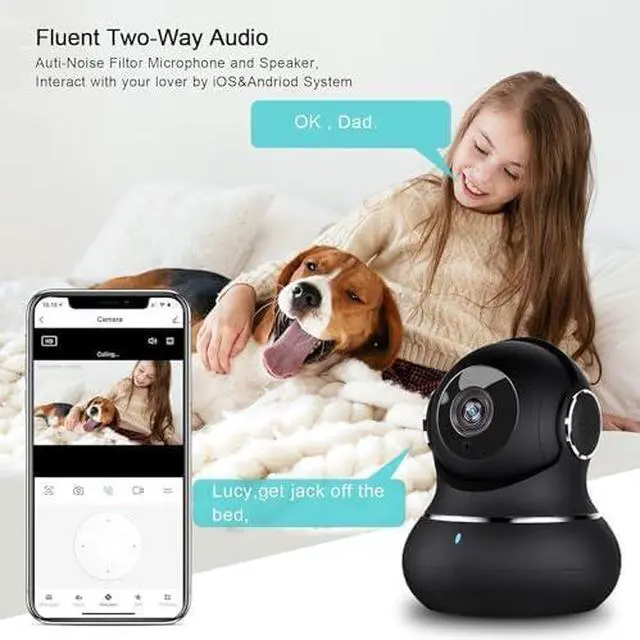 Alt view image 4 of 6 - 2K Indoor Security Camera, Cameras for Home Security with 360°Motion Detection, WiFi Baby Monitor for Baby/Elder/Dog, Pan/Tilt Pet Cam with Phone APP, IR Night Vision, 2-Way Audio, 4 Pack