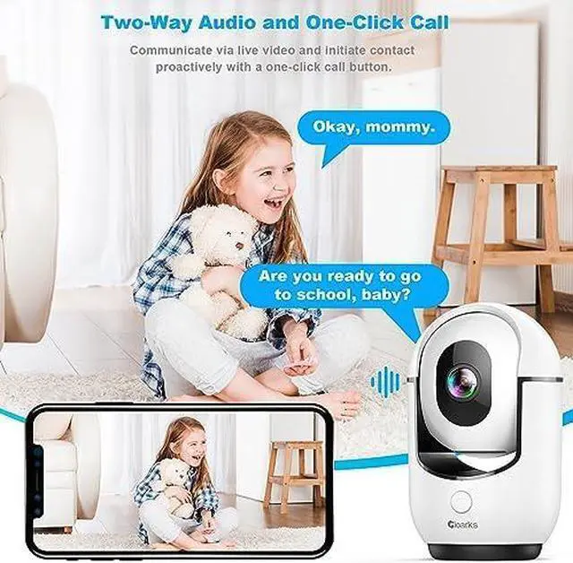 Alt view image 5 of 5 - 2K Pan/Tilt Security Camera, WiFi Indoor Camera for Home Security with AI Motion Detection, Baby/Pet Camera with Phone App, Color Night Vision, 2-Way Audio, 24/7, Siren, TF/Cloud Storage - 2 Pack